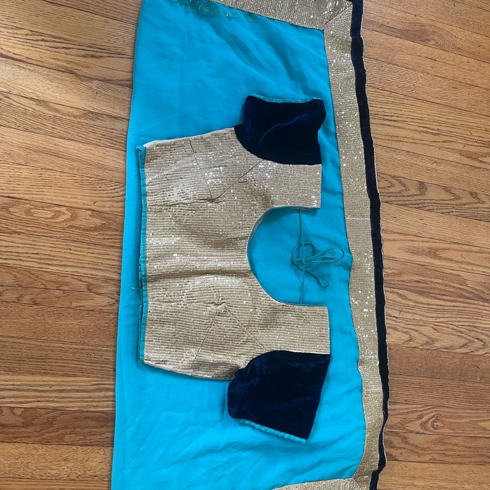 Sea green sari,color maybe different from the picture quality,never worn.